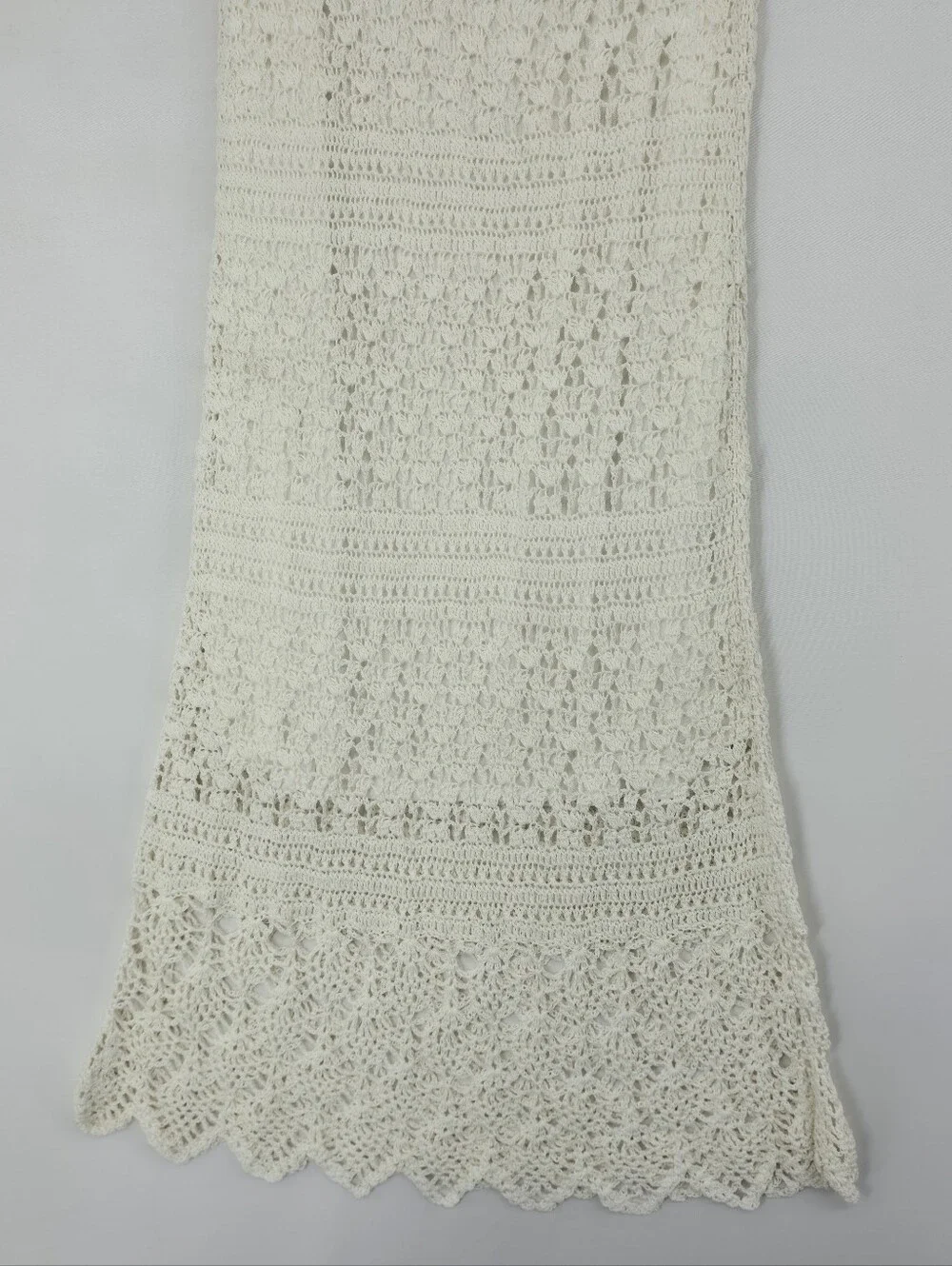 ❌️SOLD❌️M. Nicole Evening White Crochet Strapless Coastal Boho Maxi Dress Large - Picture 6 of 15